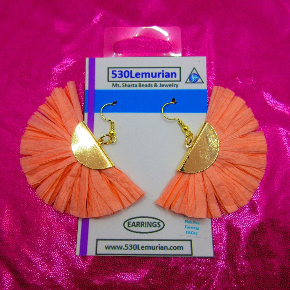 Pink Paper Fan Earrings